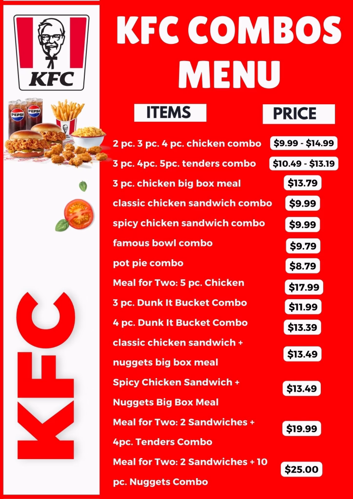 KFC Combos Menu