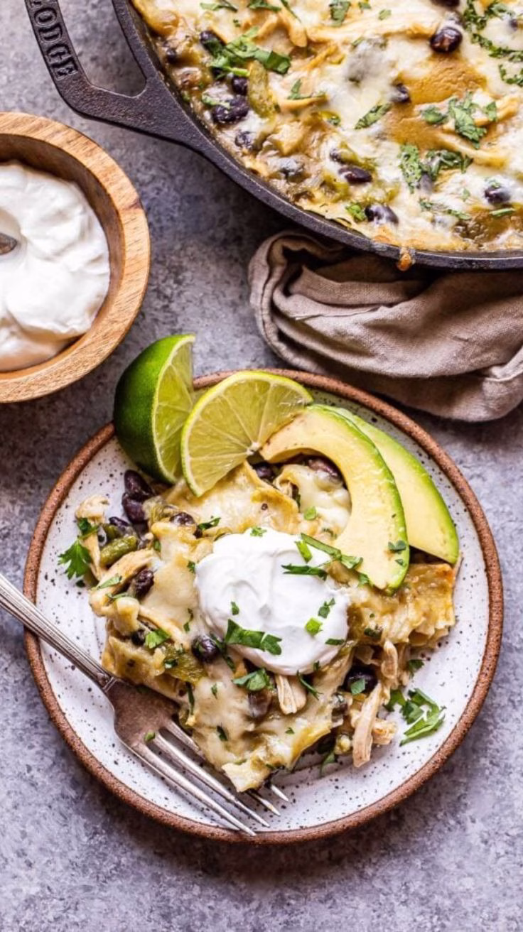 Green Chile Chicken Enchilada Skillet