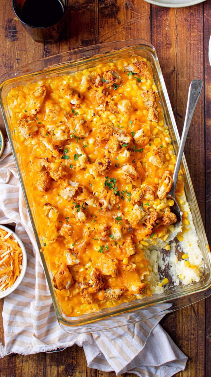 Mashed Potato Casserole with Crispy Chicken Recipe