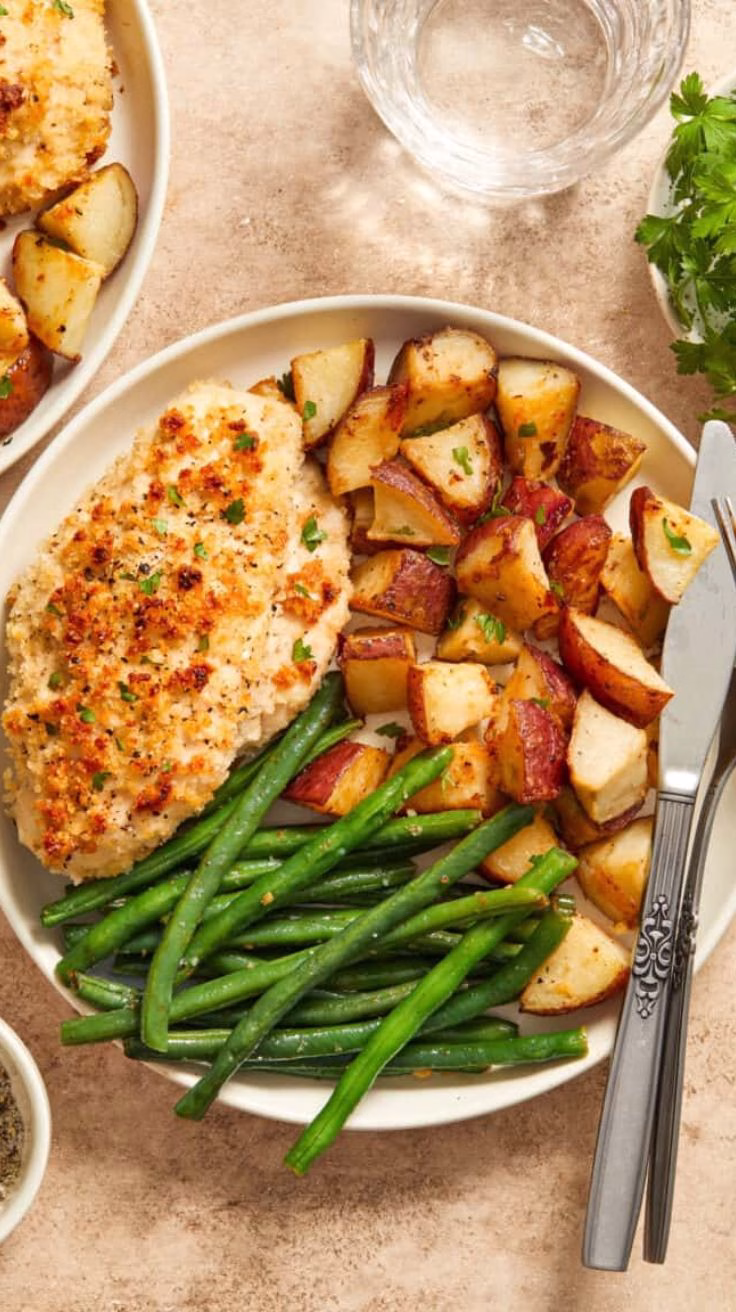 Parmesan Crusted Chicken Sheet Pan Dinner
