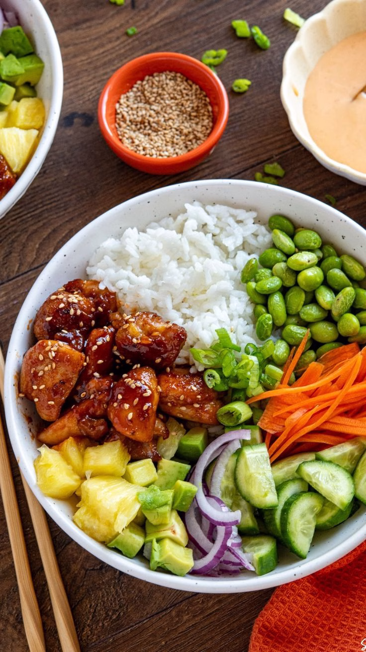 Hawaiian Inspired Chicken Poke Bowl Recipe