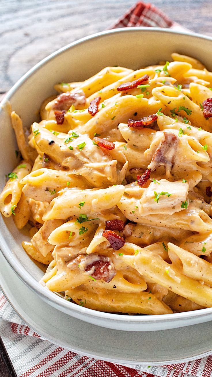 Cheddar Bacon Ranch Chicken Pasta Recipe