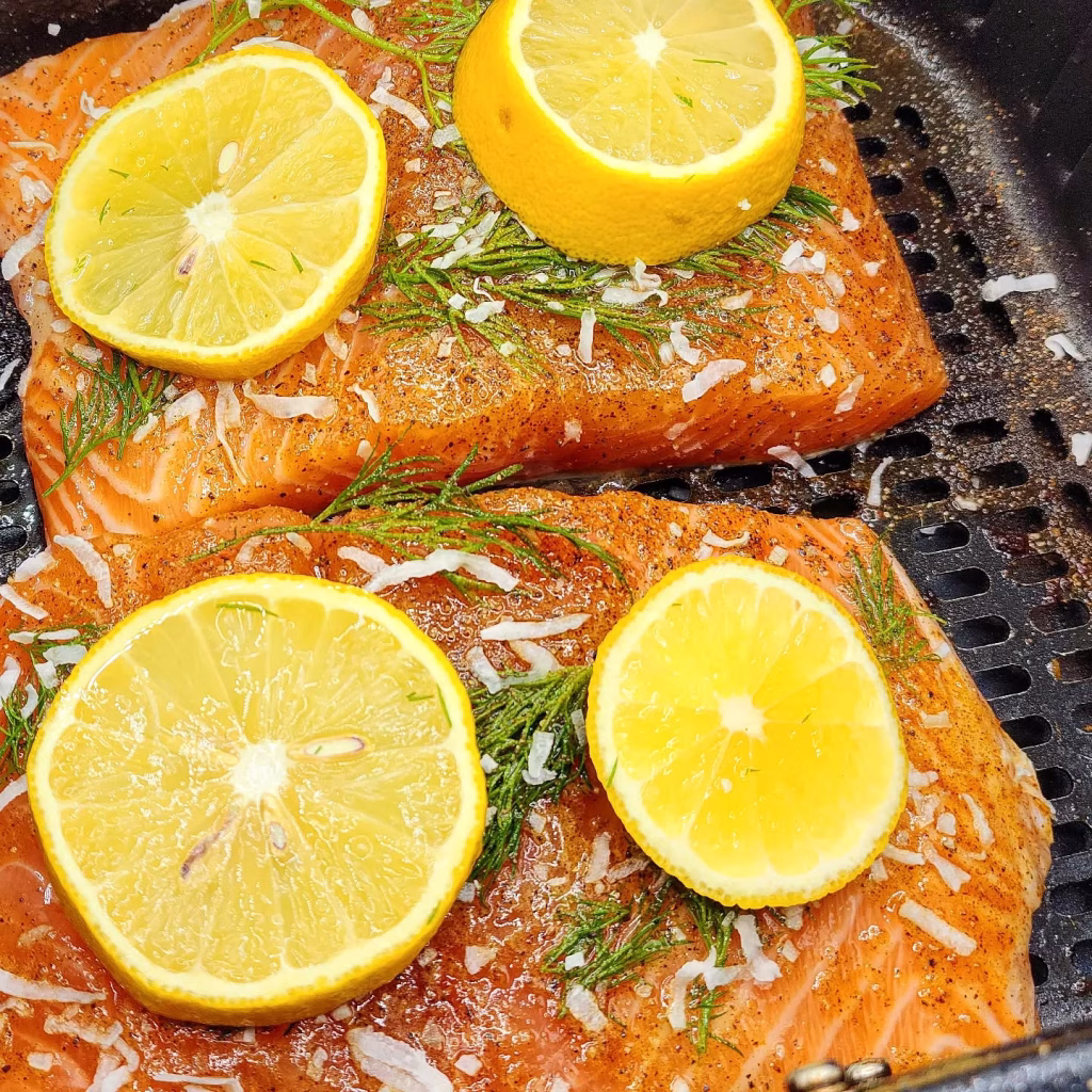 Air Fryer Salmon with Lemon & Dill
