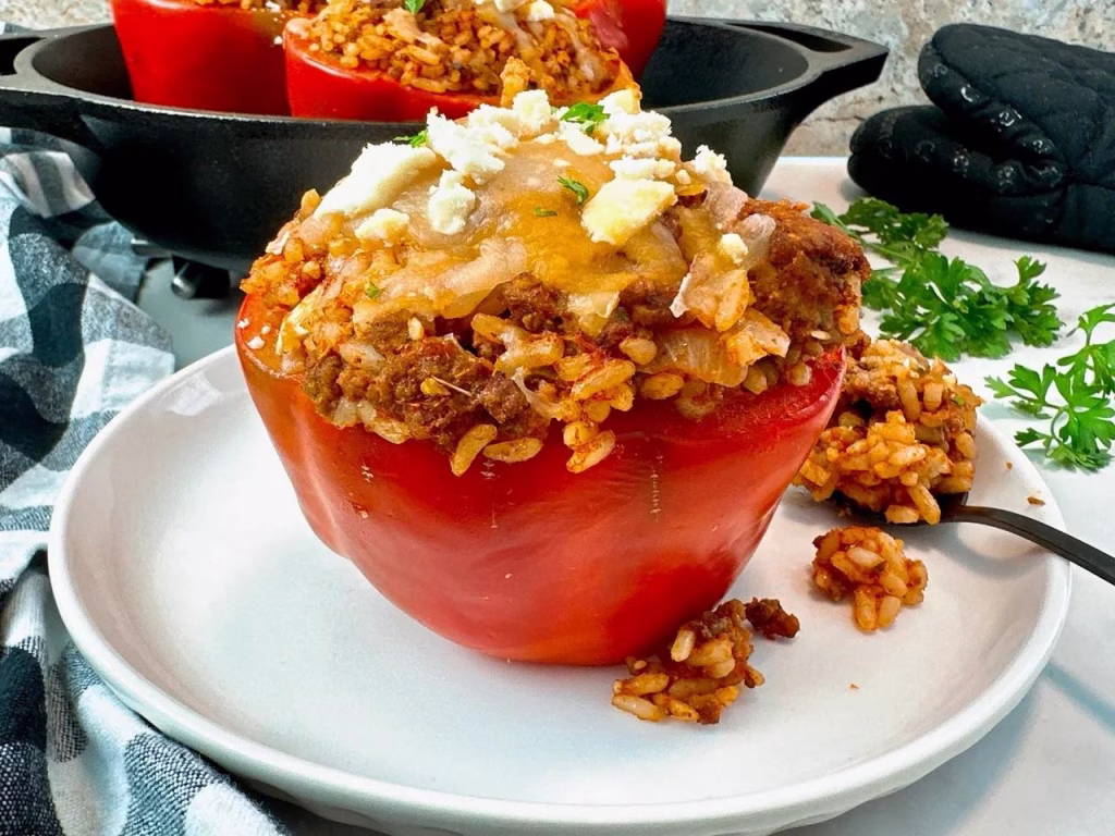 Brisket-Stuffed Bell Peppers with Corn and Chipotle