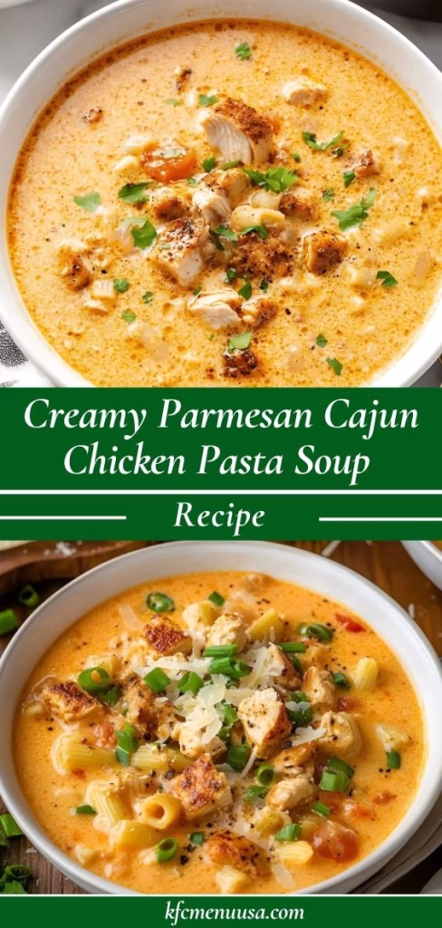 Creamy Parmesan Cajun Chicken Pasta Soup Recipe