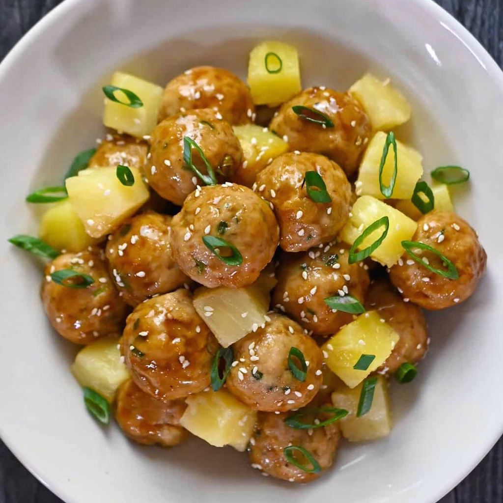 Grilled Pineapple Teriyaki Meatballs