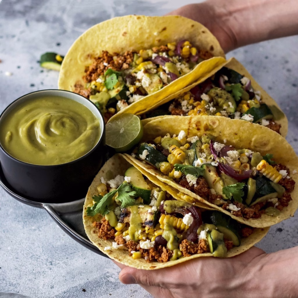 Grilled Zucchini Tacos and Corn