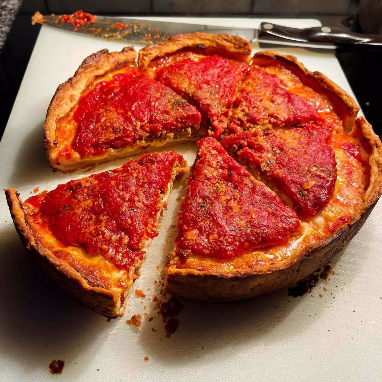Homemade Chicago Style Deep Dish Pizza Recipe