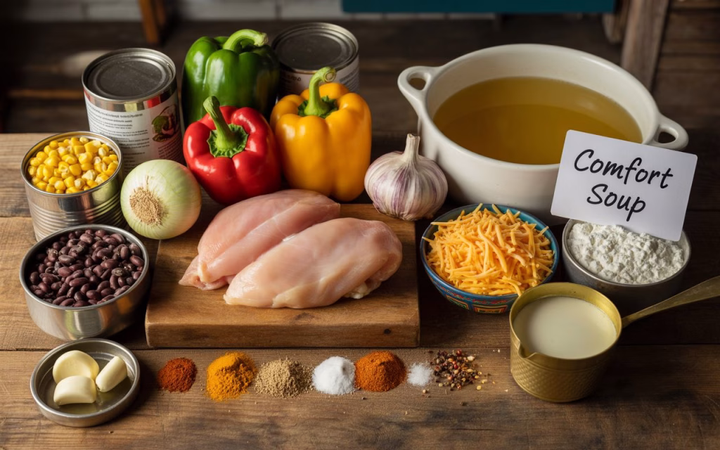 Ingredients Cheesy Slow Cooker Chicken Fajita Soup Recipe