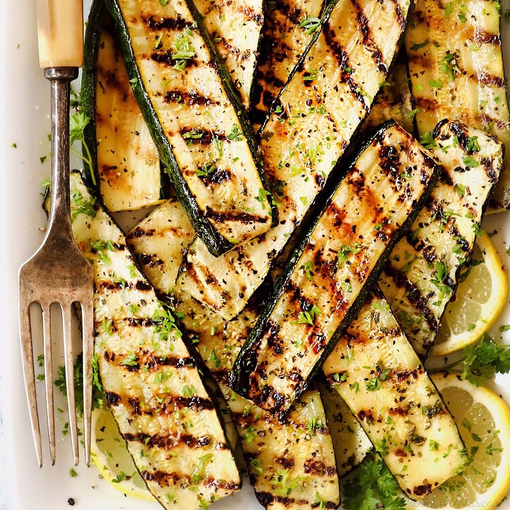 Lemon Garlic Grilled Zucchini with Herbs