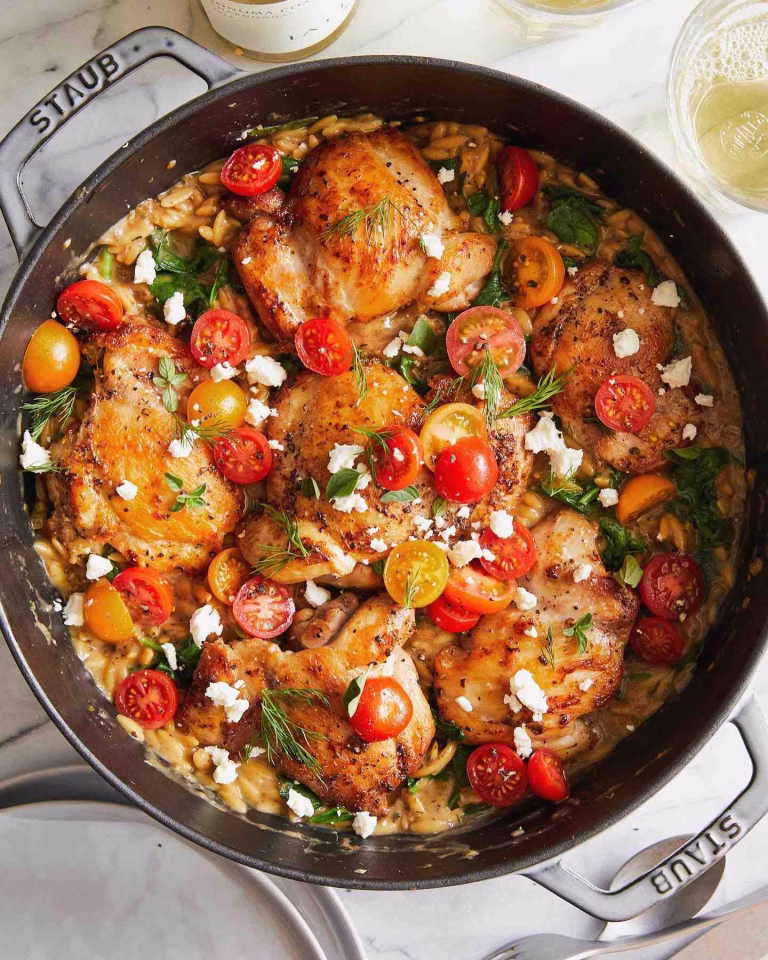 One Pot Greek Chicken and Orzo Recipe
