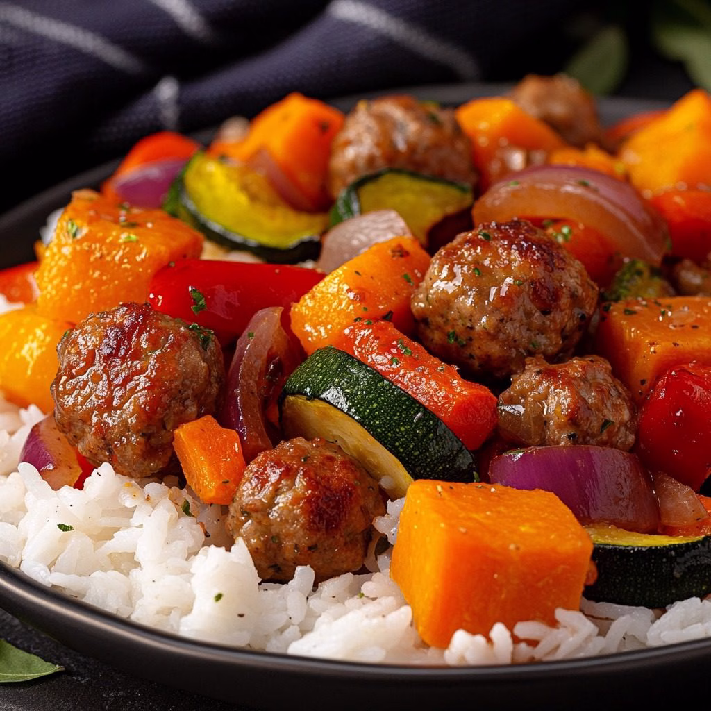 Sweet and Sour Pork Meatballs with Vegetables