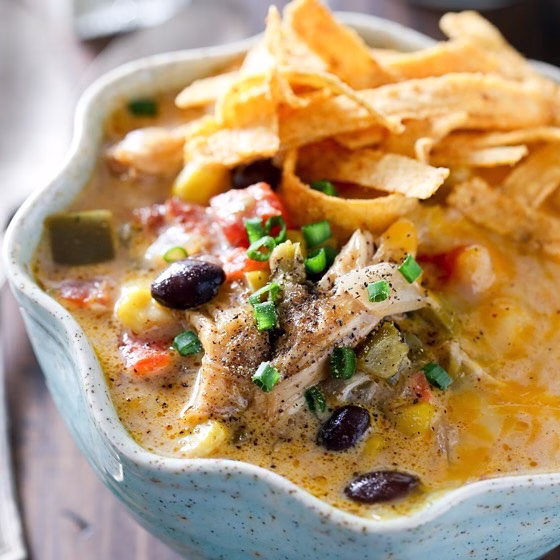 Cheesy Slow Cooker Chicken Fajita Soup Recipe