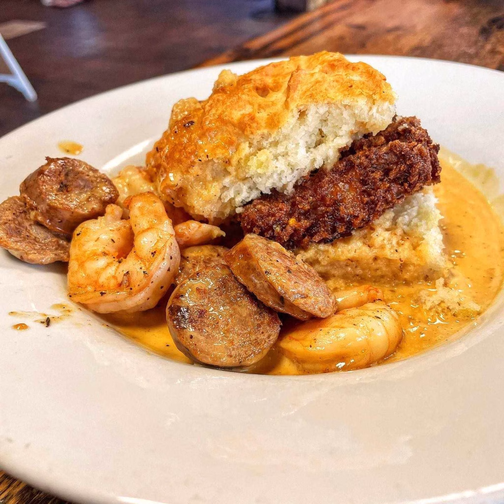Cheddar Biscuits & Shrimp Andouille Gravy Recipe