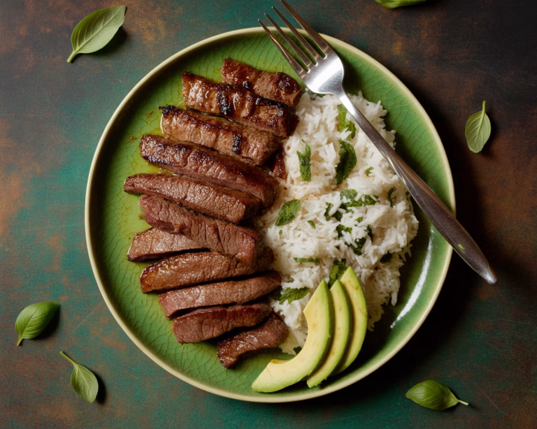 30 Minute Herby Lemon Garlic Steak and Rice Recipe