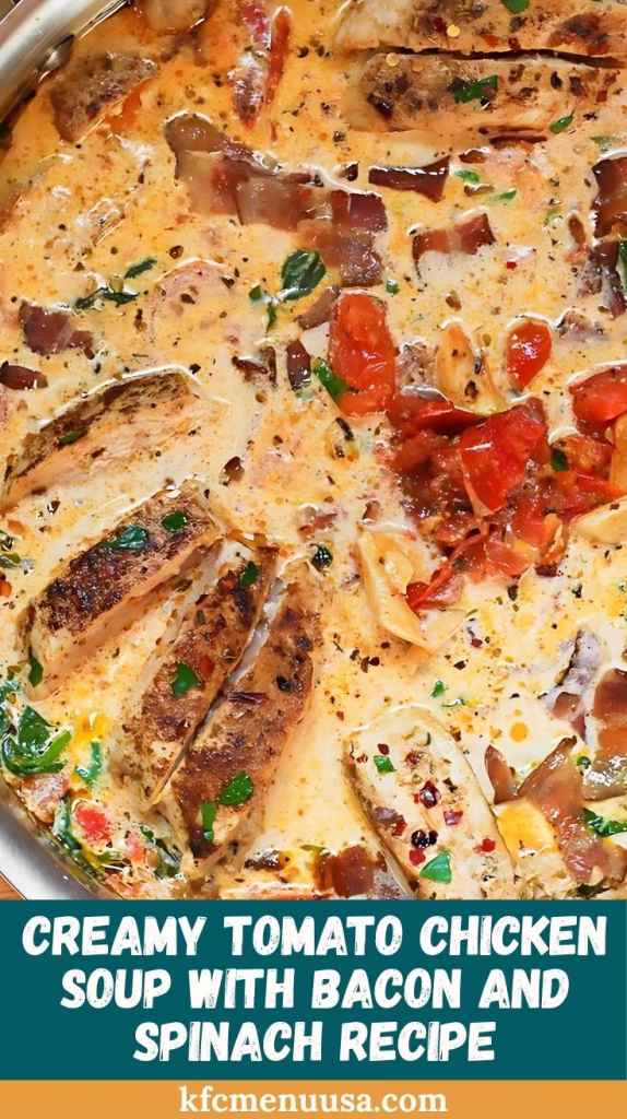 Creamy Tomato Chicken Soup with Bacon and Spinach Recipe