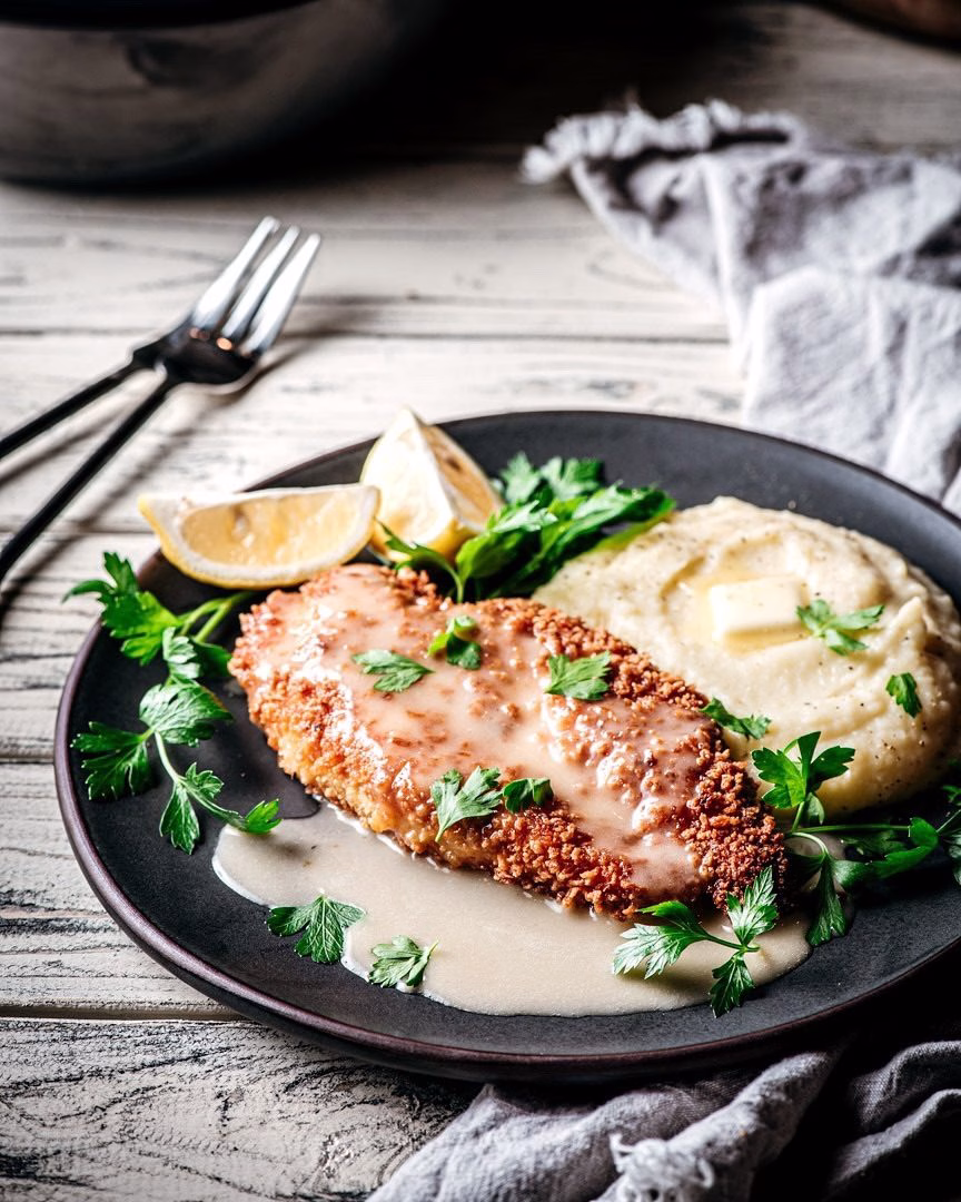 Panko Chicken with Lemon Cream Sauce Recipe