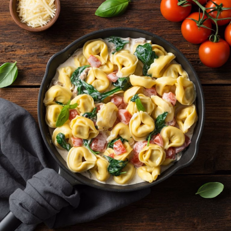 Creamy Tortellini with Spinach and Tomatoes Recipe