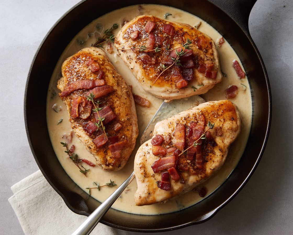 Tuscan Pancetta Chicken Breast in Garlic Cream Sauce Recipe