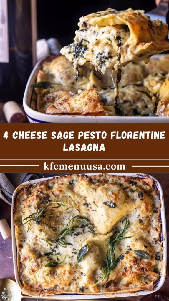 4 Cheese Sage Pesto Florentine Lasagna