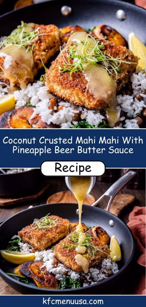 Coconut Crusted Mahi-Mahi With Pineapple Beer Butter Sauce Recipe