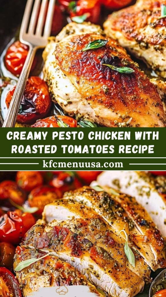 Creamy Pesto Chicken with Roasted Tomatoes Recipe