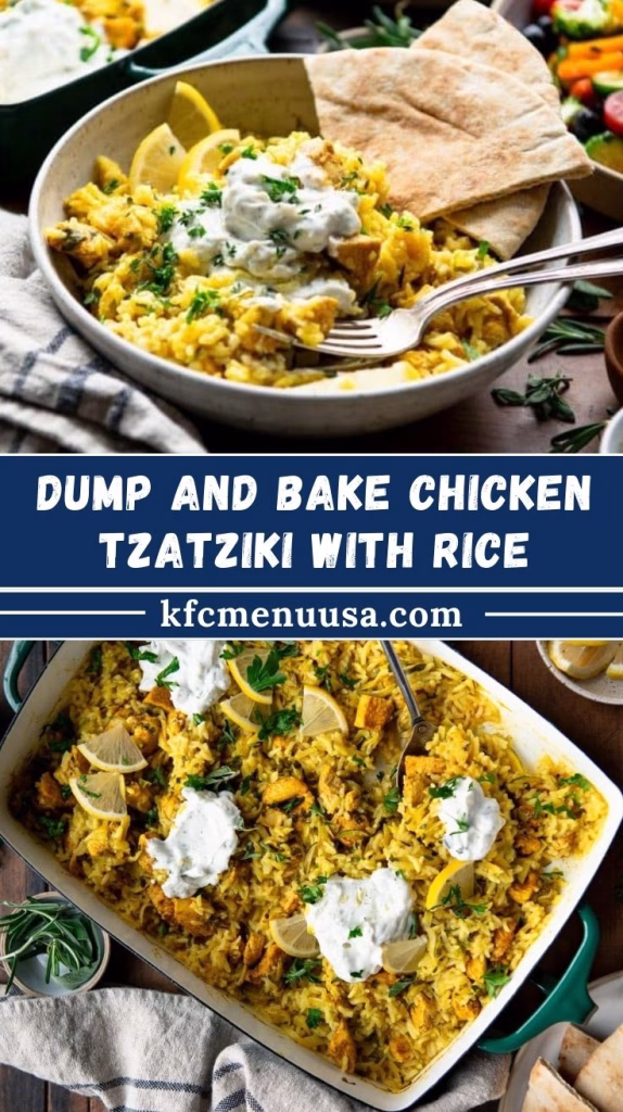 Dump and Bake Chicken Tzatziki with Rice