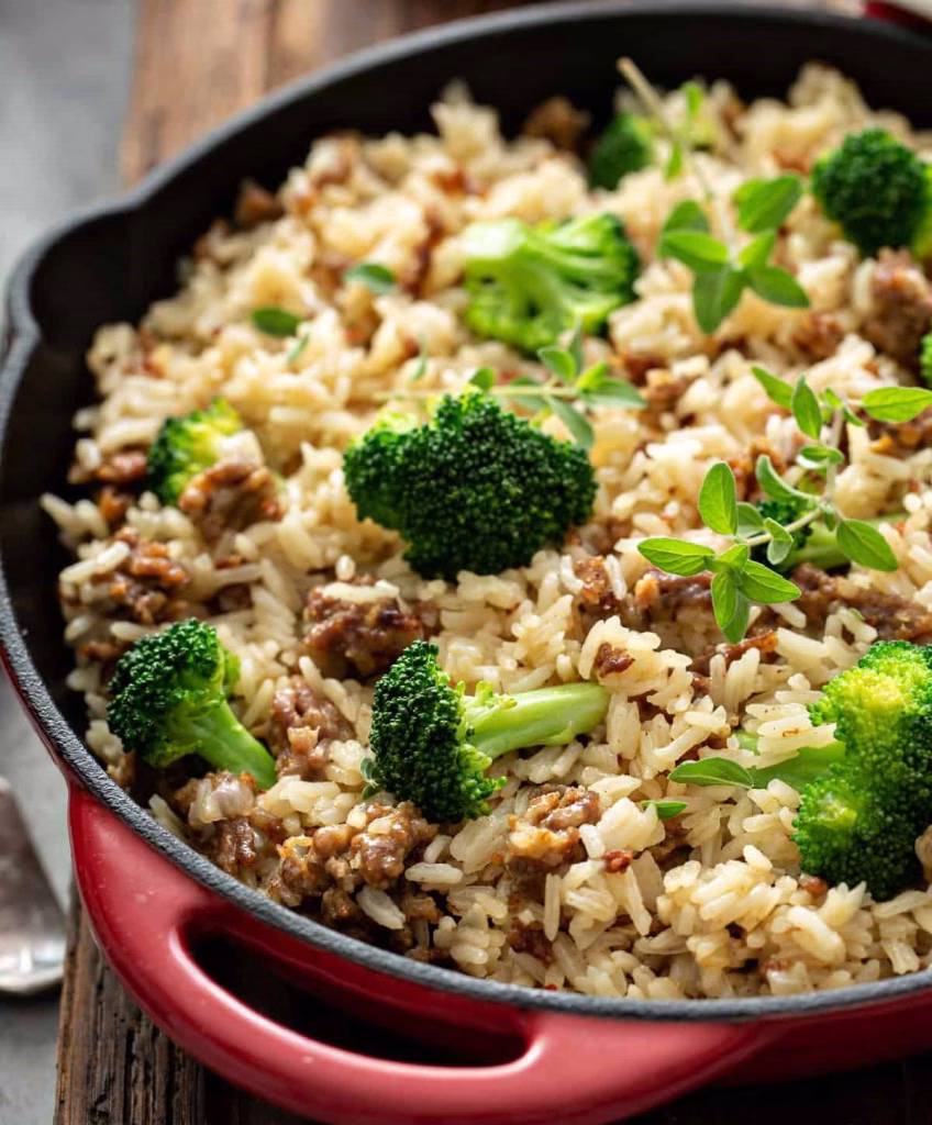 Ground Sausage And Rice Skillet Recipe