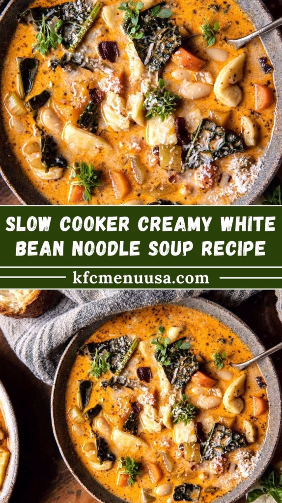 Slow Cooker Creamy White Bean Noodle Soup Recipe