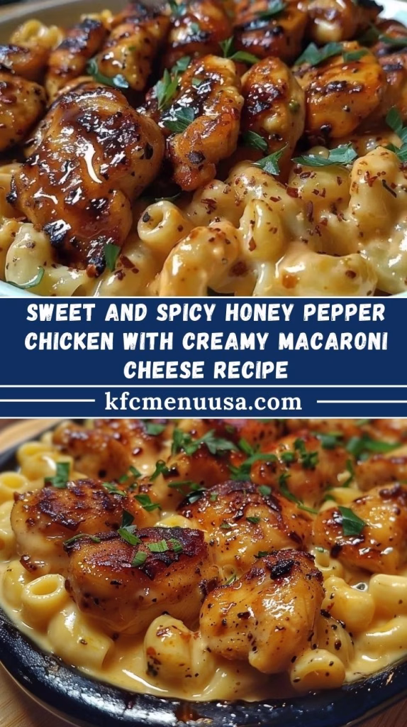 Sweet and Spicy Honey Pepper Chicken with Creamy Macaroni Cheese Recipe