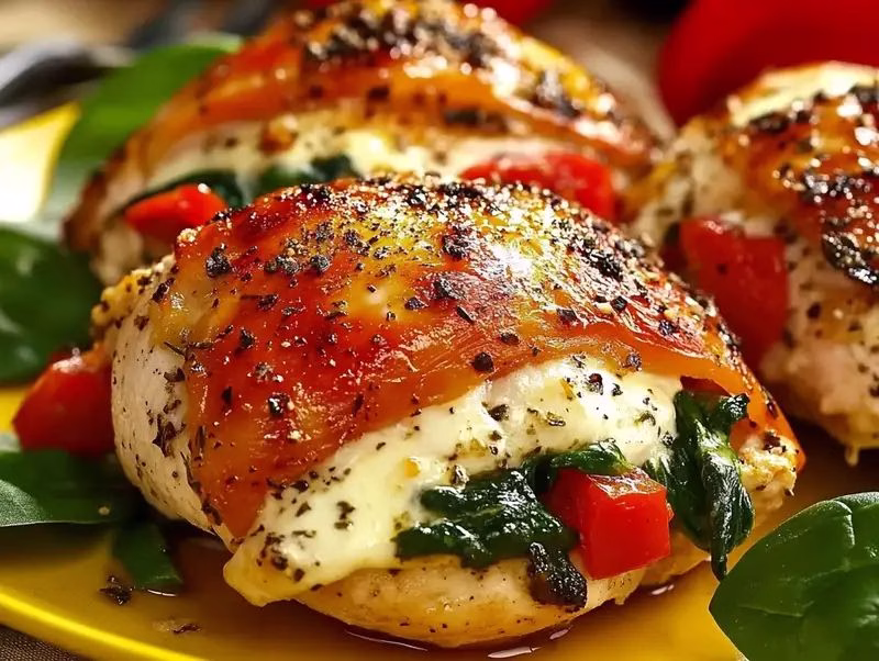 Roasted Red Pepper Mozzarella Stuffed Chicken Recipe