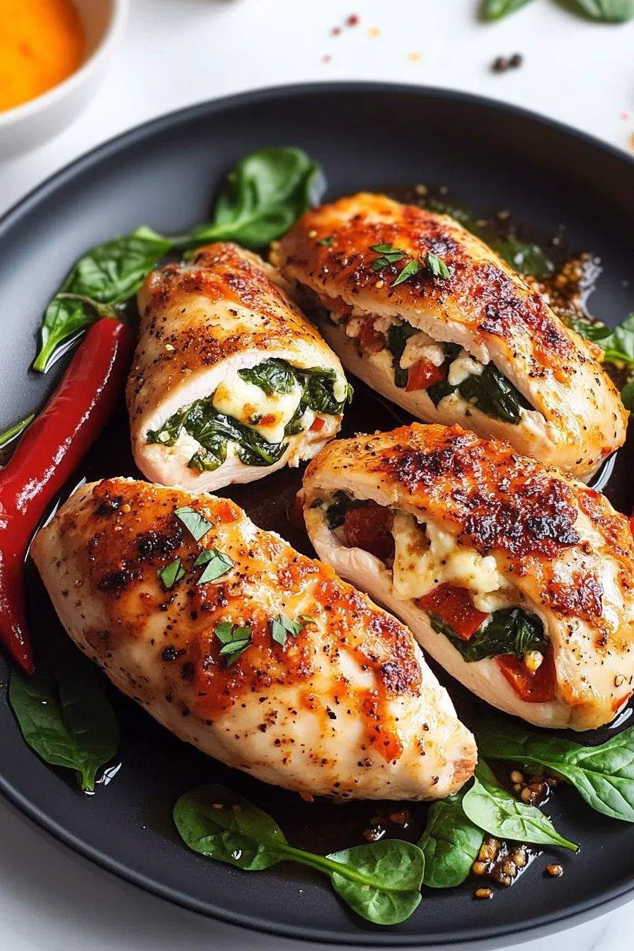 Roasted Red Pepper Mozzarella Stuffed Chicken Recipe