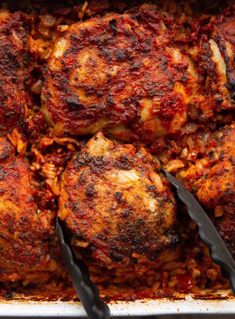 Tomato Basil Baked Chicken and Rice Recipe