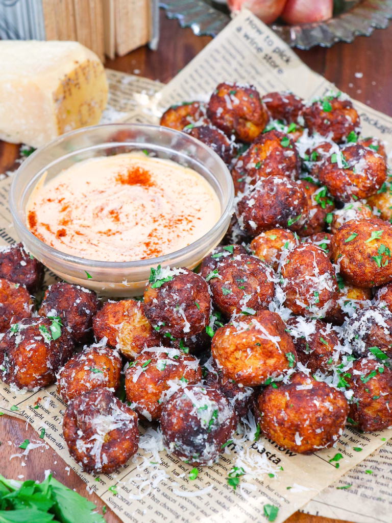 crispy parmesan garlic potato balls recipe
