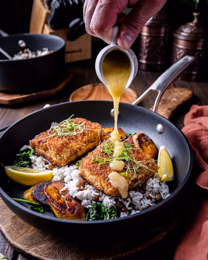 Coconut Crusted Mahi-Mahi With Pineapple Beer Butter Sauce Recipe