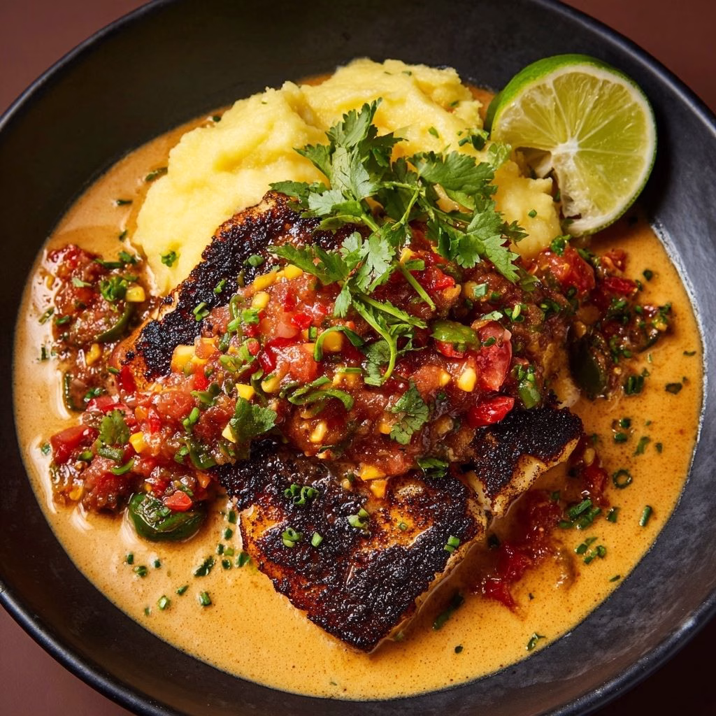 Blackened Fish and Cheese Grits Recipe