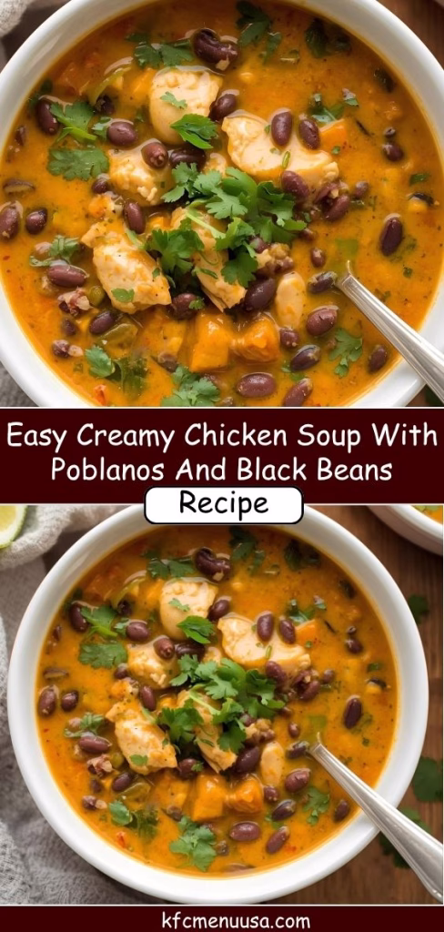 Easy Creamy Chicken Soup With Poblanos And Black Beans Recipe