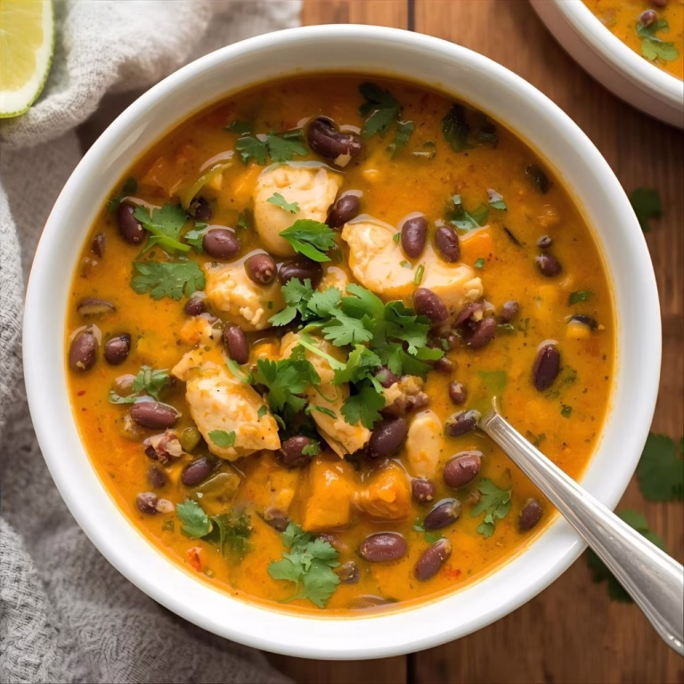 Easy Creamy Chicken Soup With Poblanos And Black Beans Recipe
