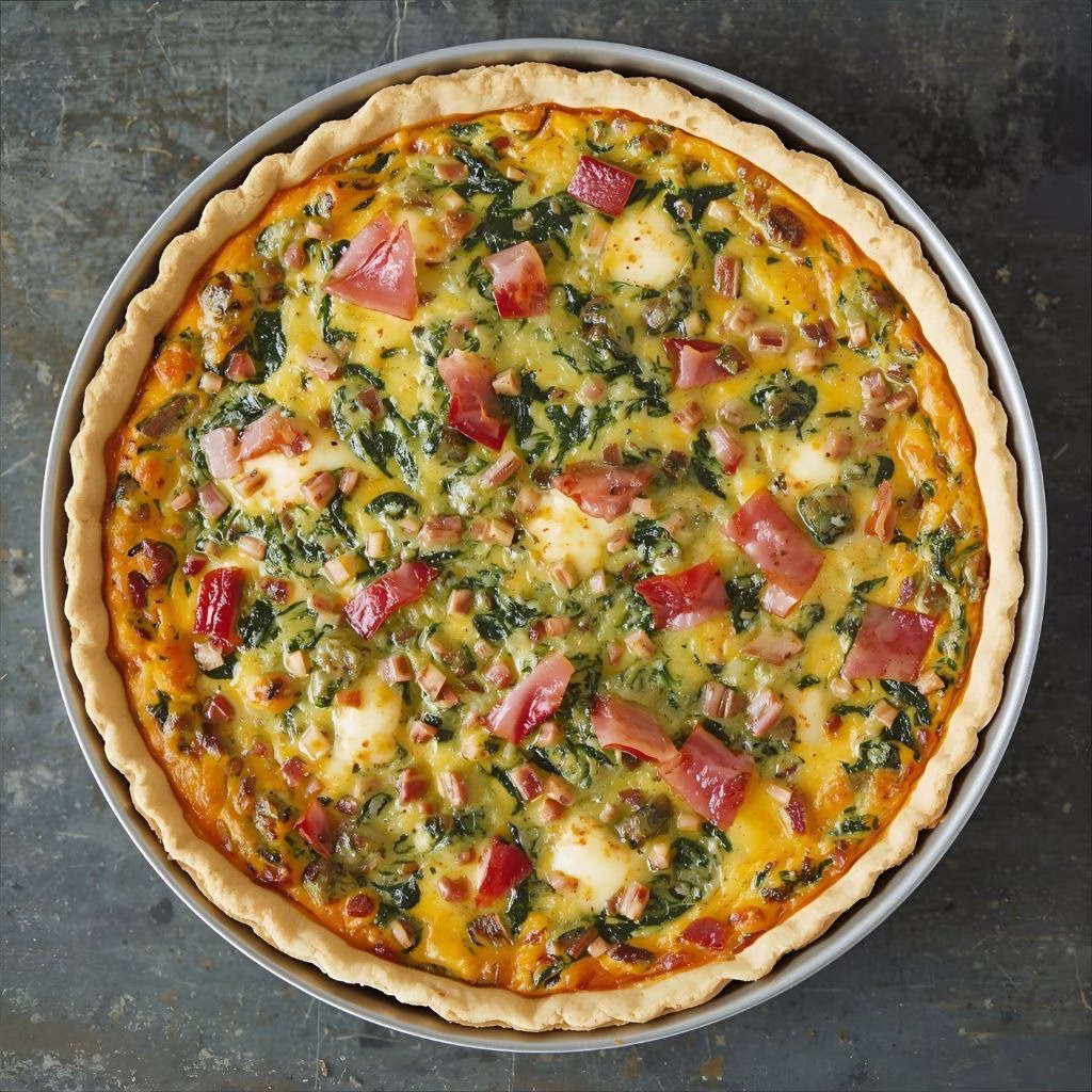 Spinach Bacon Swiss Quiche