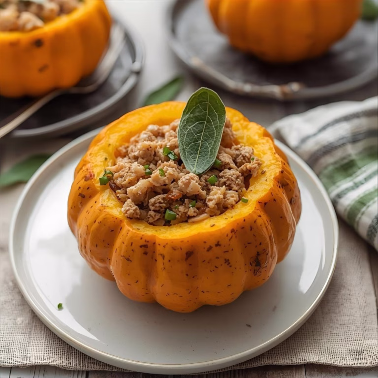Ground Turkey & Brown Butter Sage Stuffed Pumpkins Recipe