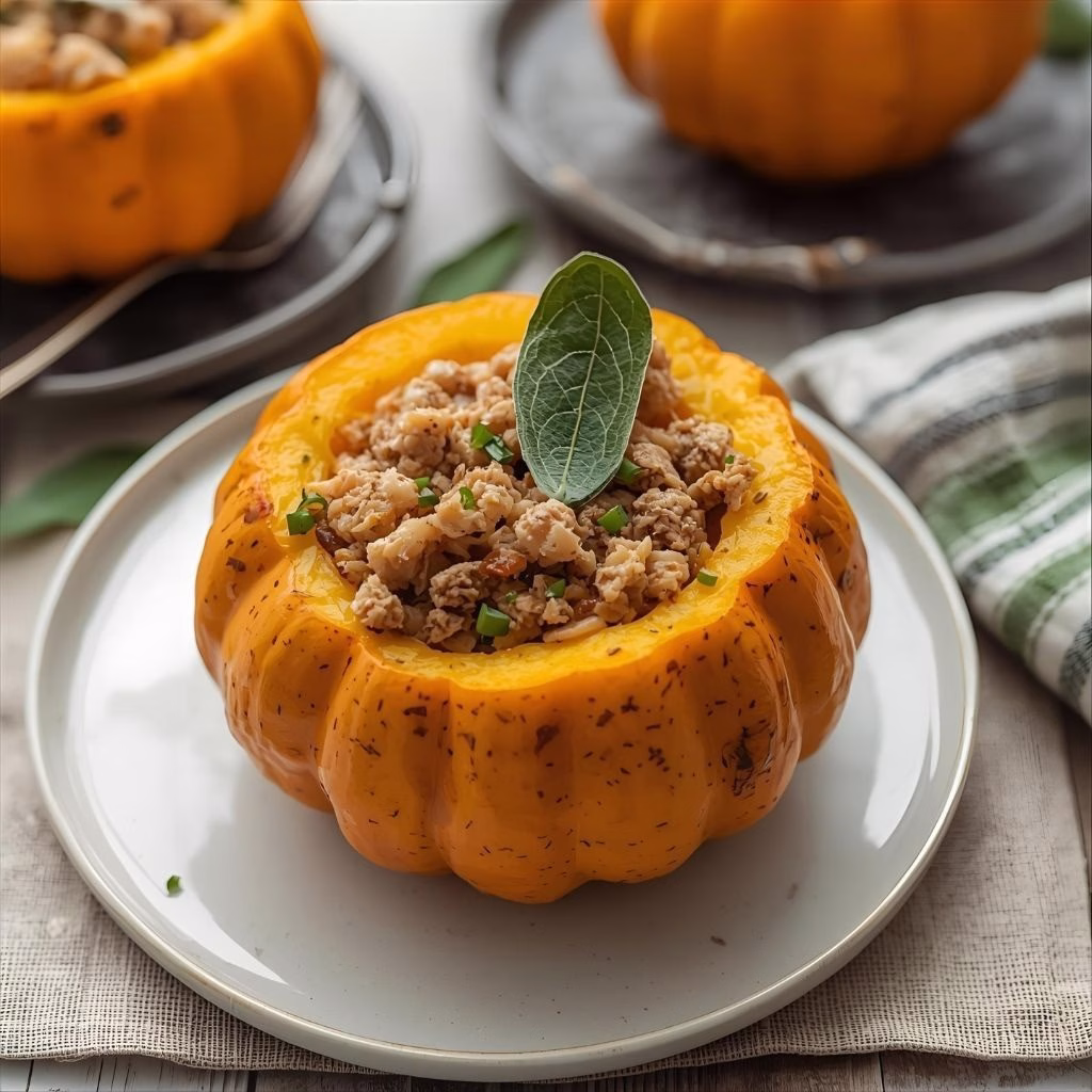 Ground Turkey & Brown Butter Sage Stuffed Pumpkins Recipe