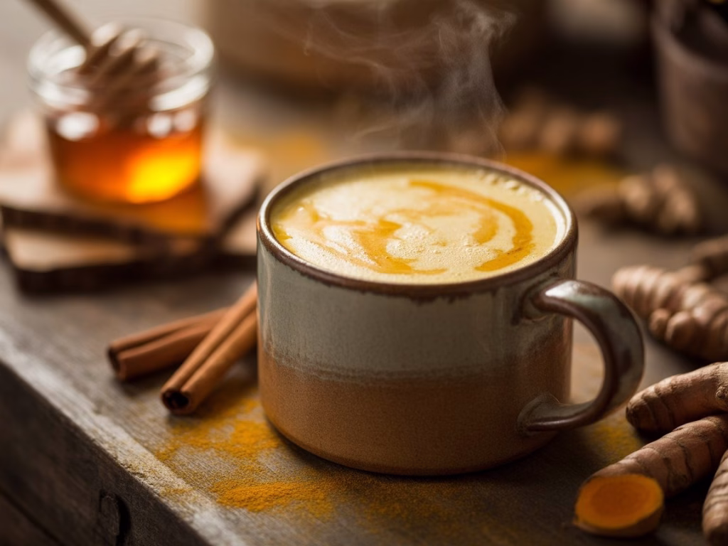 Hot Milk and Rum With Honey and Turmeric
