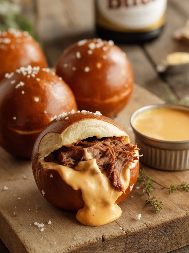Smoked Brisket & Beer Cheese Pretzel Bombs Recipe