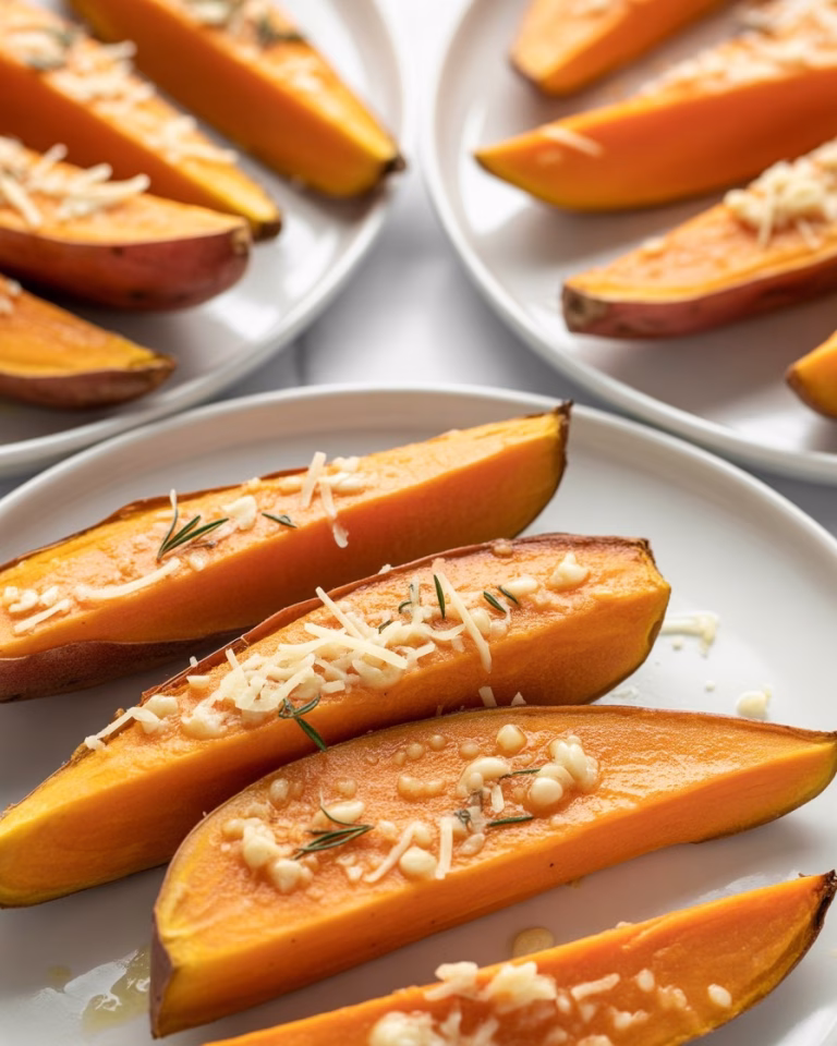 Garlic Parmesan Sweet Potato Wedges Recipe