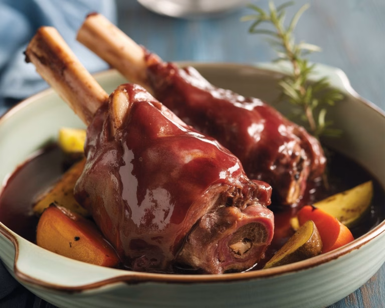 Tender Red Wine Braised Lamb Shanks Recipe