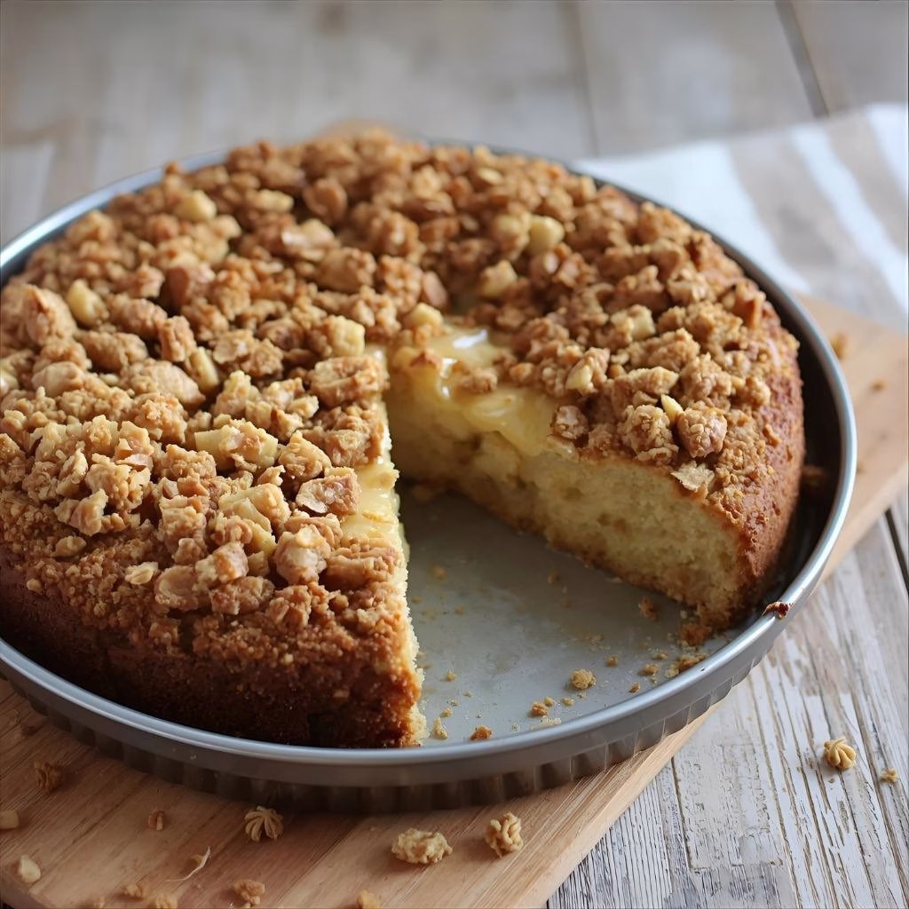 German Apple Cake with Custard and Streusel Topping Recipe