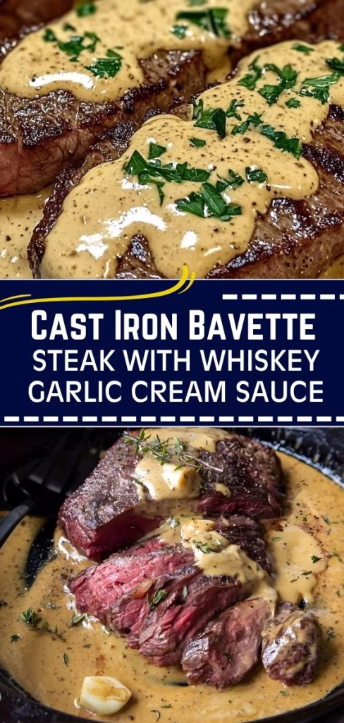 Cast Iron Bavette Steak With Whiskey Garlic Cream Sauce Recipe