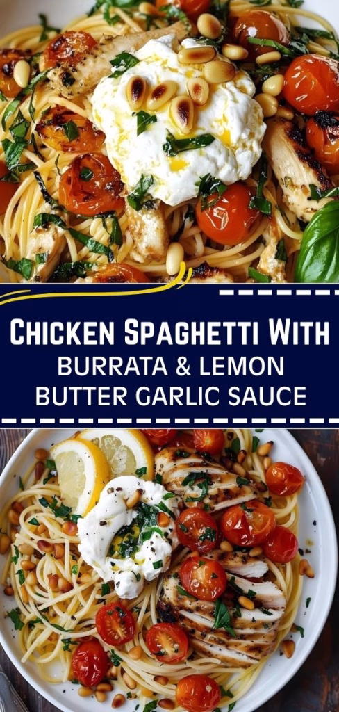 Chicken Spaghetti With Burrata And Lemon Butter Garlic Sauce Recipe