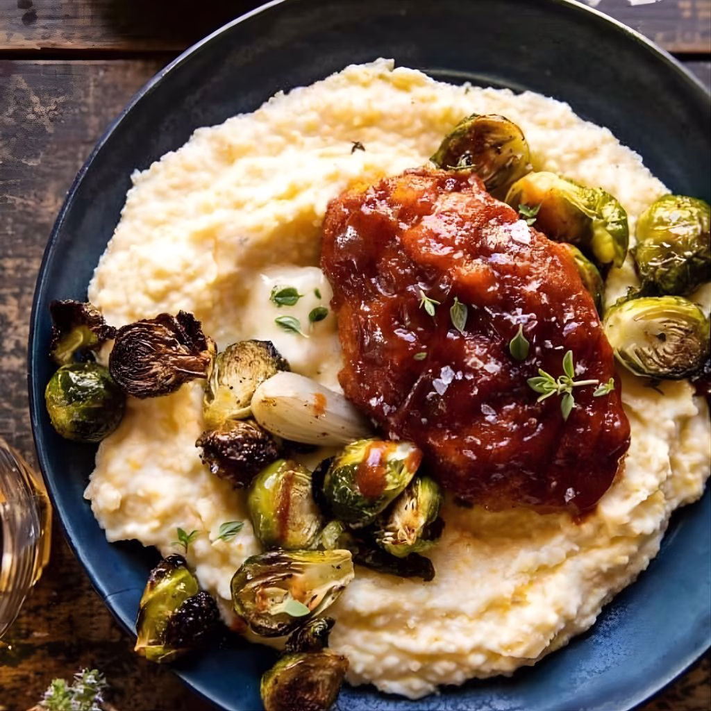 Sheet Pan Hot Honey Mustard Chicken And Crispy Brussels Sprouts Recipe