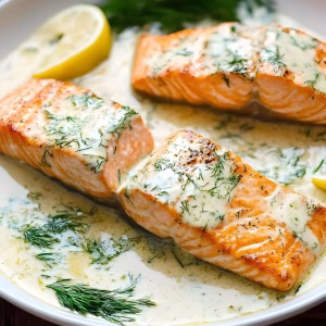 Baked Salmon with Creamy Dill Sauce Recipe